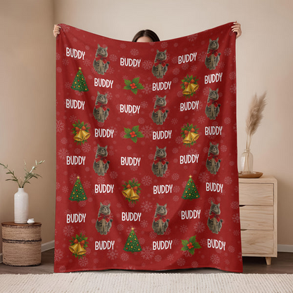 Custom Cat Photo Blanket For Christmas - Perfect Holiday Gift For Cat Lovers