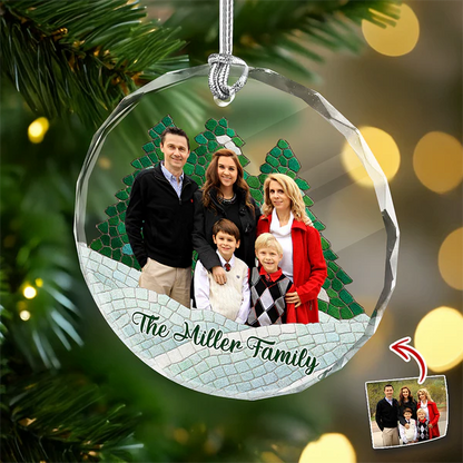 Custom Photo Family Mosaic Style Glass Ornament Christmas Gift