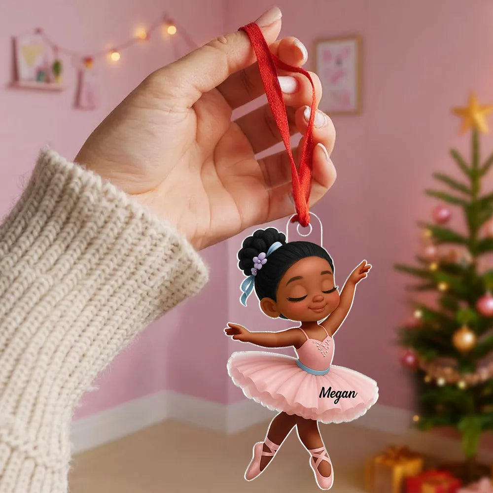 3D Effect Little Girl Balletina Dance Personalized Christmas Ornament
