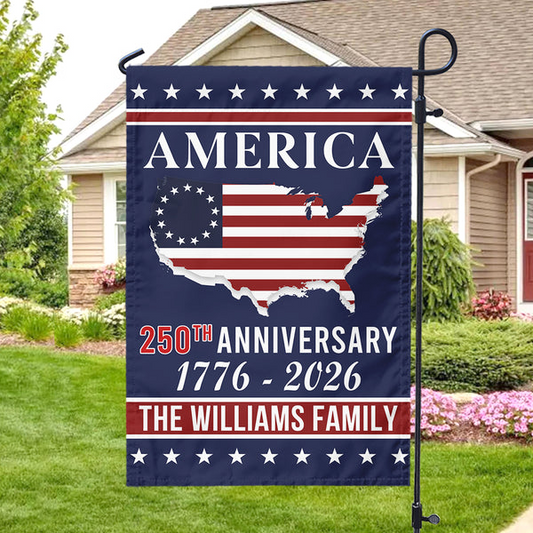 Personalized Family Name America 250th Anniversary Garden Flag