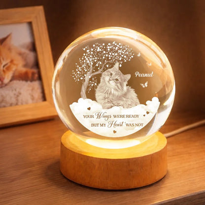 Your Wings Were Ready But Our Hearts Were Not - Personalized Crystal Ball Night Light - Heartfelt Remembrance Keepsake