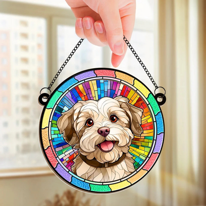 Custom Photo Forever Loved, Never Forgotten Window Hanging Suncatcher Ornament - Sympathy Gift For Pet Owners, Pet Lovers