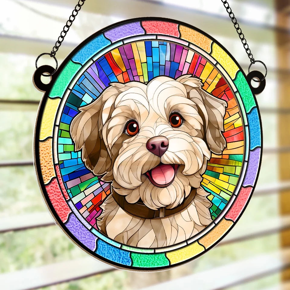 Custom Photo Forever Loved, Never Forgotten Window Hanging Suncatcher Ornament - Sympathy Gift For Pet Owners, Pet Lovers
