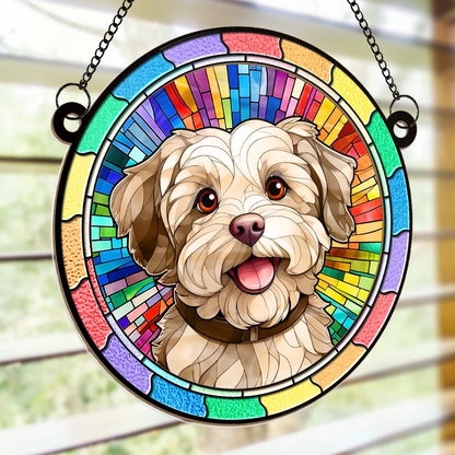 Custom Photo Forever Loved, Never Forgotten Window Hanging Suncatcher Ornament - Sympathy Gift For Pet Owners, Pet Lovers