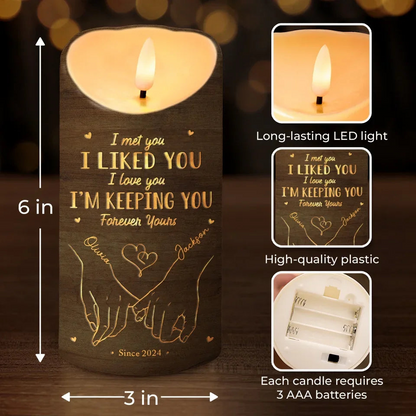 You're My Happy Place - Couple Personalized Custom LED Candle - Gift For Husband Wife, Anniversary