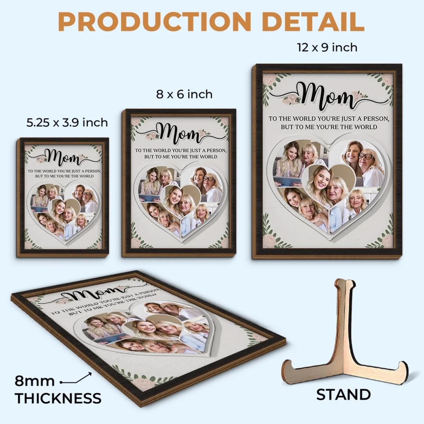 Custom Photo I See My World In Your Eyes - Family Personalized Custom 2-Layered Wooden Plaque With Stand - Gift For Mom, Daughter