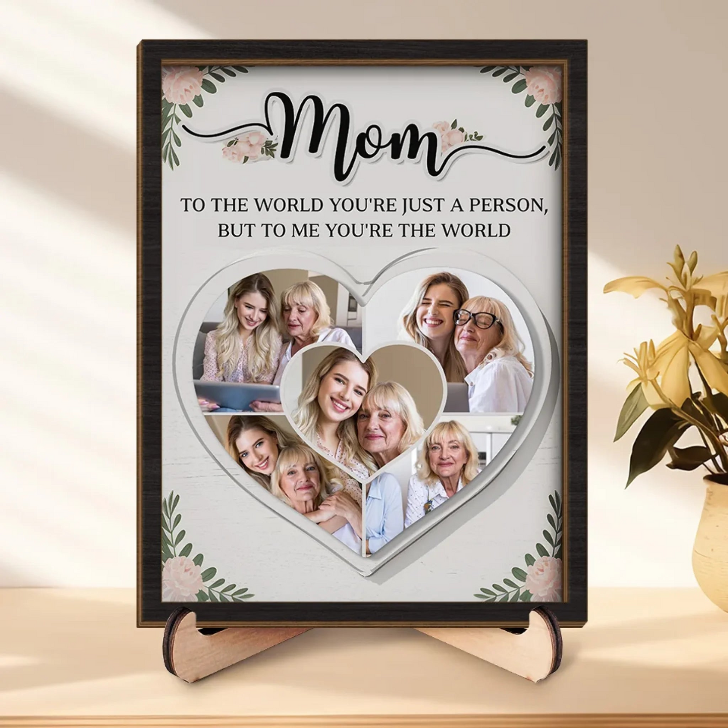 Custom Photo I See My World In Your Eyes - Family Personalized Custom 2-Layered Wooden Plaque With Stand - Gift For Mom, Daughter
