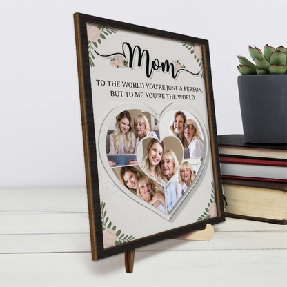 Custom Photo I See My World In Your Eyes - Family Personalized Custom 2-Layered Wooden Plaque With Stand - Gift For Mom, Daughter
