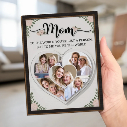 Custom Photo I See My World In Your Eyes - Family Personalized Custom 2-Layered Wooden Plaque With Stand - Gift For Mom, Daughter