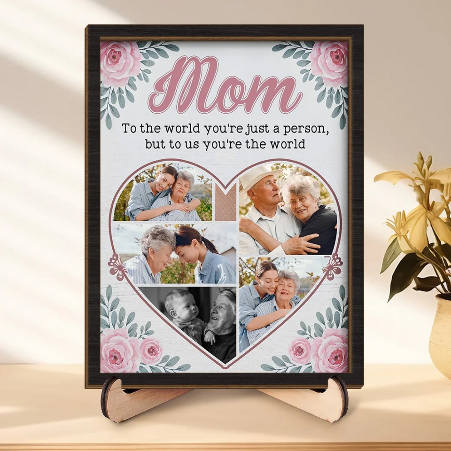 Custom Photo Our Love For You Knows No Bounds - Family Personalized Custom 2-Layered Wooden Plaque With Stand - Gift For Mom, Daughter