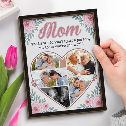 Custom Photo Our Love For You Knows No Bounds - Family Personalized Custom 2-Layered Wooden Plaque With Stand - Gift For Mom, Daughter