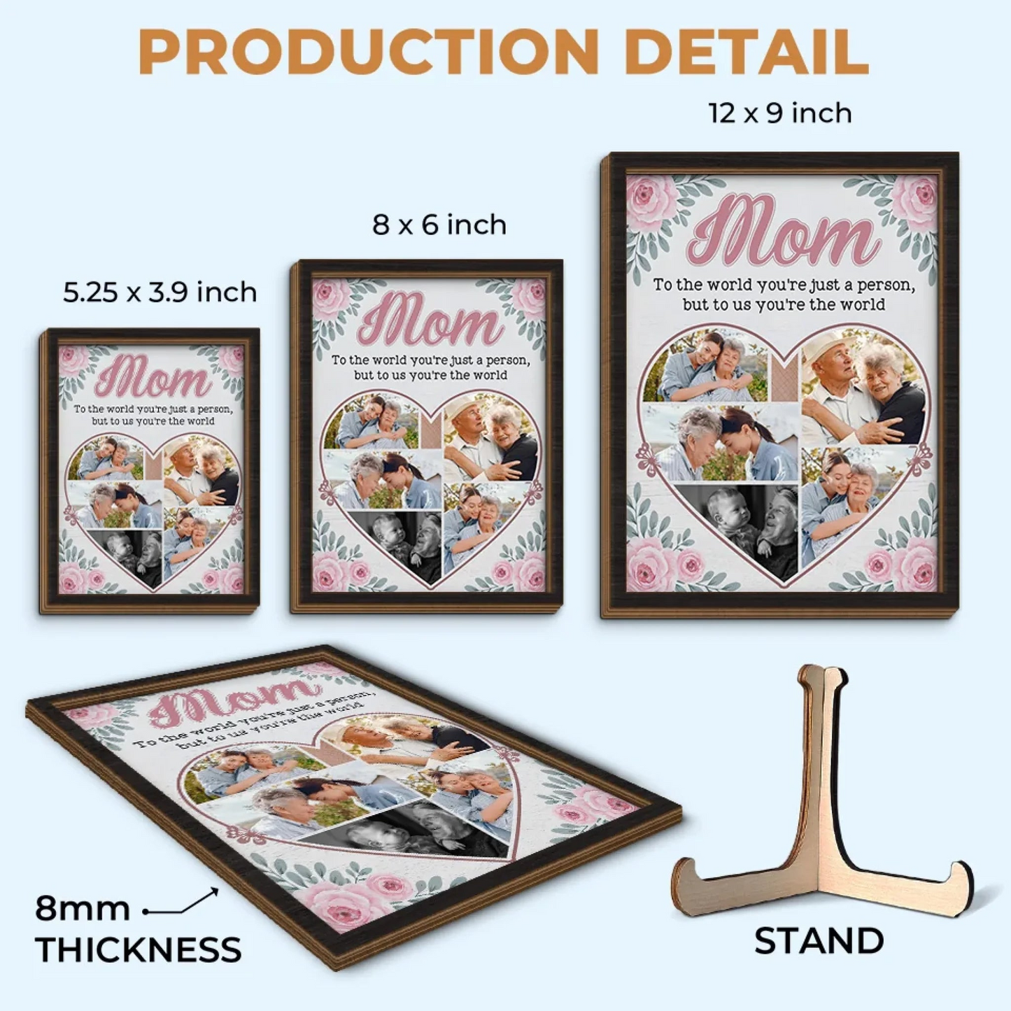 Custom Photo Our Love For You Knows No Bounds - Family Personalized Custom 2-Layered Wooden Plaque With Stand - Gift For Mom, Daughter