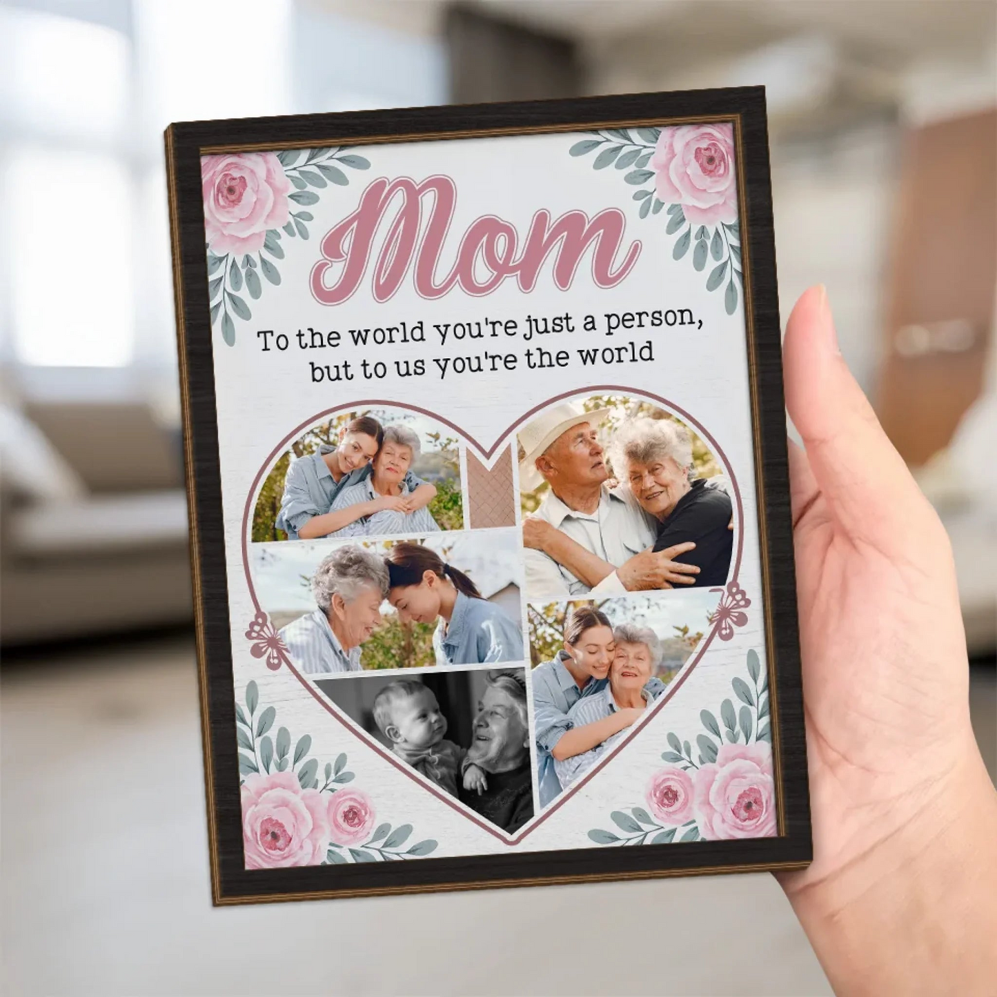 Custom Photo Our Love For You Knows No Bounds - Family Personalized Custom 2-Layered Wooden Plaque With Stand - Gift For Mom, Daughter