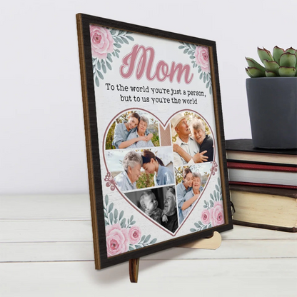 Custom Photo Our Love For You Knows No Bounds - Family Personalized Custom 2-Layered Wooden Plaque With Stand - Gift For Mom, Daughter