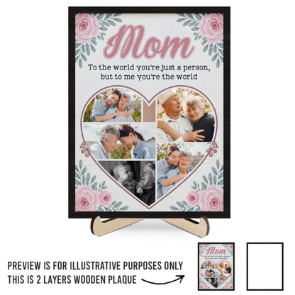 Custom Photo Our Love For You Knows No Bounds - Family Personalized Custom 2-Layered Wooden Plaque With Stand - Gift For Mom, Daughter