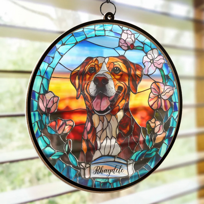Custom Photo A Loyal Companion, Forever Missed Window Hanging Suncatcher Ornament - Sympathy Gift For Pet Owners, Pet Lovers