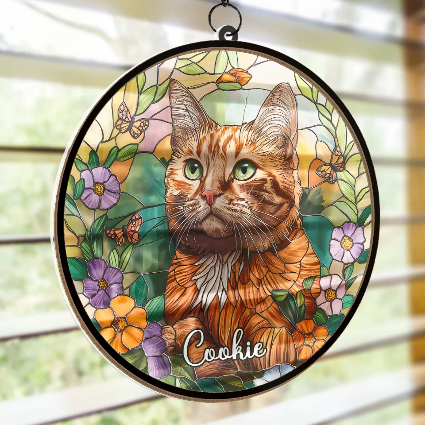 Custom Photo A Cat’s Love Is Never Forgotten Window Hanging Suncatcher Ornament - Sympathy Gift For Pet Owners, Pet Lovers