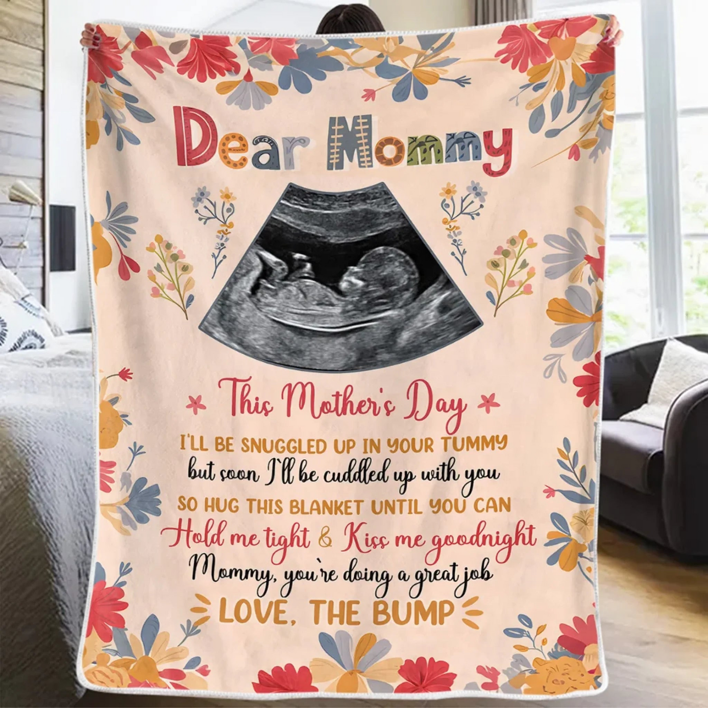 Custom Photo Dream Big, Little One - Family Personalized Custom Blanket - Mother's Day, Baby Shower Gift, Gift For First Mom