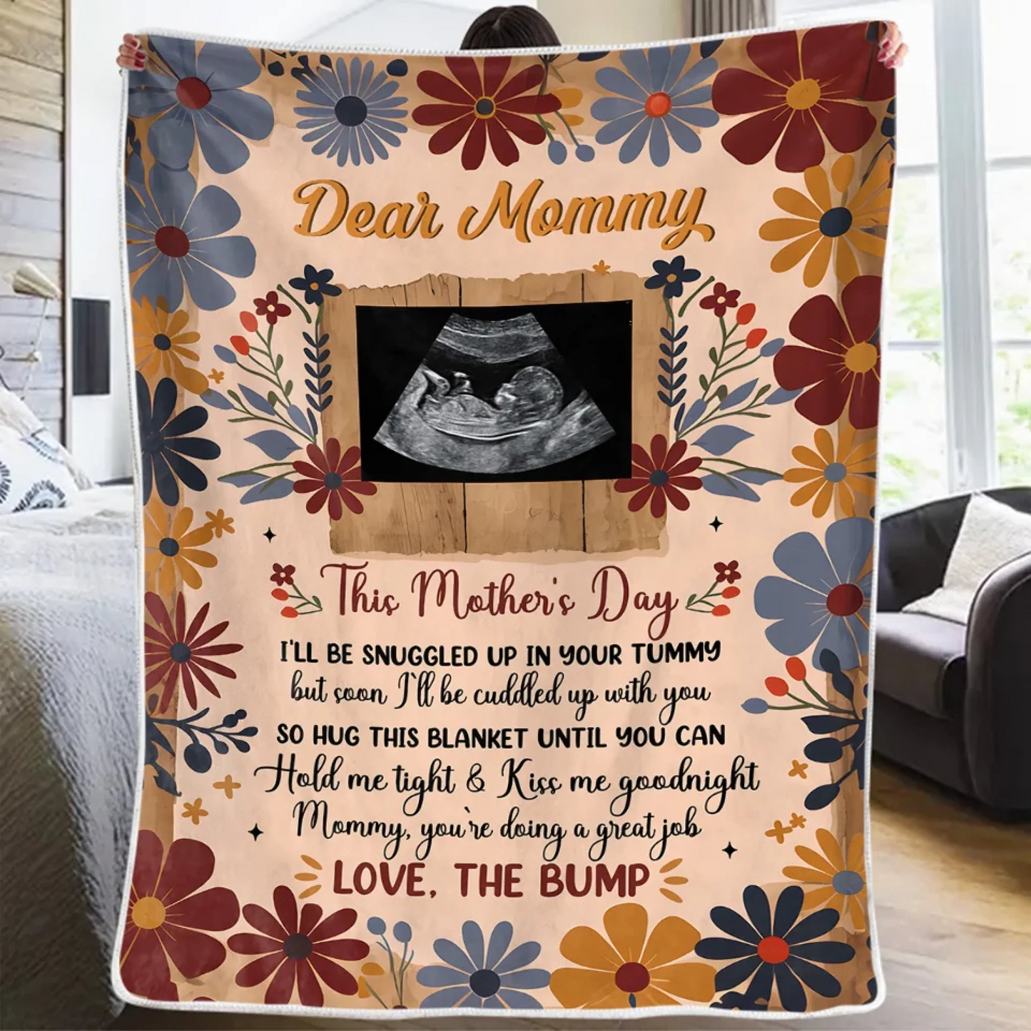 Custom Photo Tiny Hands, Tiny Feet, Big Love - Family Personalized Custom Blanket - Mother's Day, Baby Shower Gift, Gift For First Mom