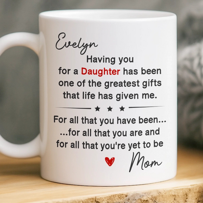 Custom Mug - Personalized Birthday Gifts For Mom, Dad, Son, Daughter - My Heart Walks With You Always