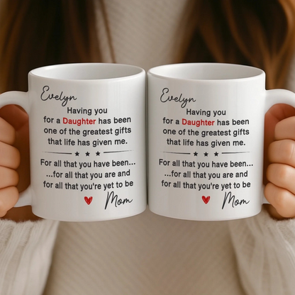 Custom Mug - Personalized Birthday Gifts For Mom, Dad, Son, Daughter - My Heart Walks With You Always