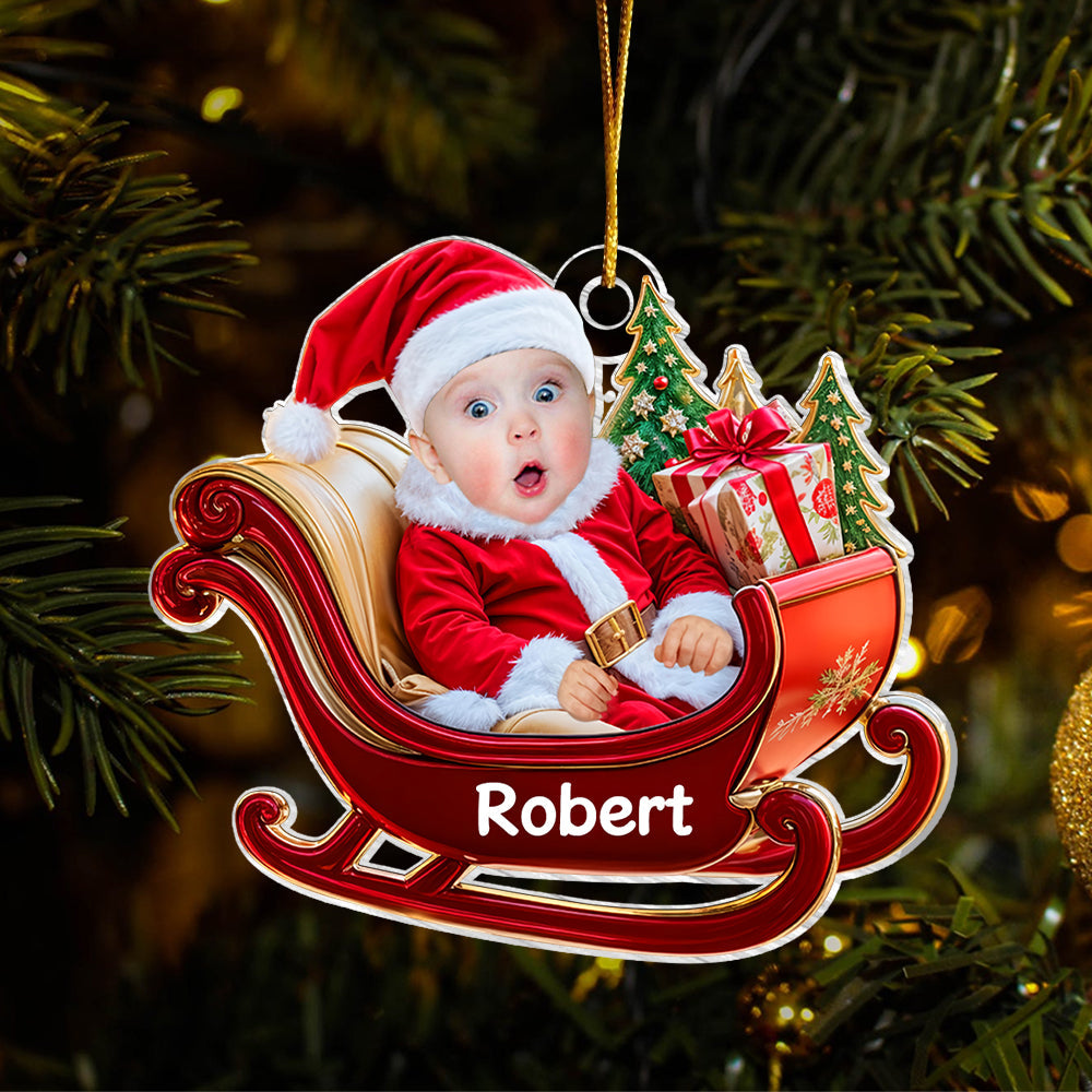 Custom Baby Face Ornament - Personalized Acrylic Photo Ornament - Baby's First Christmas Ornament