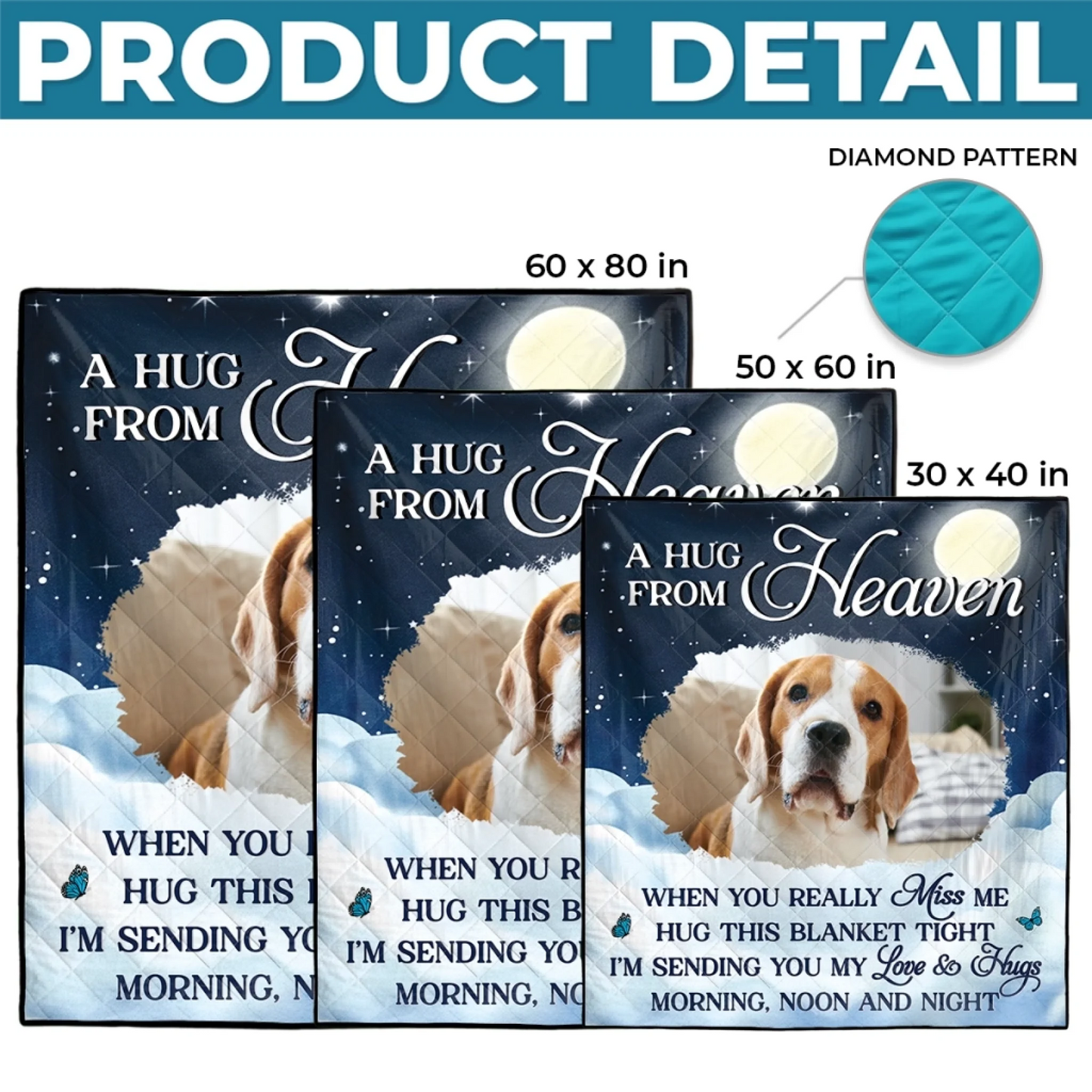 Custom Photo Quilt Blanket - Personalized Pet Memorial Sympathy Gifts For Dogs, Cats - Pawprints That Never Fade