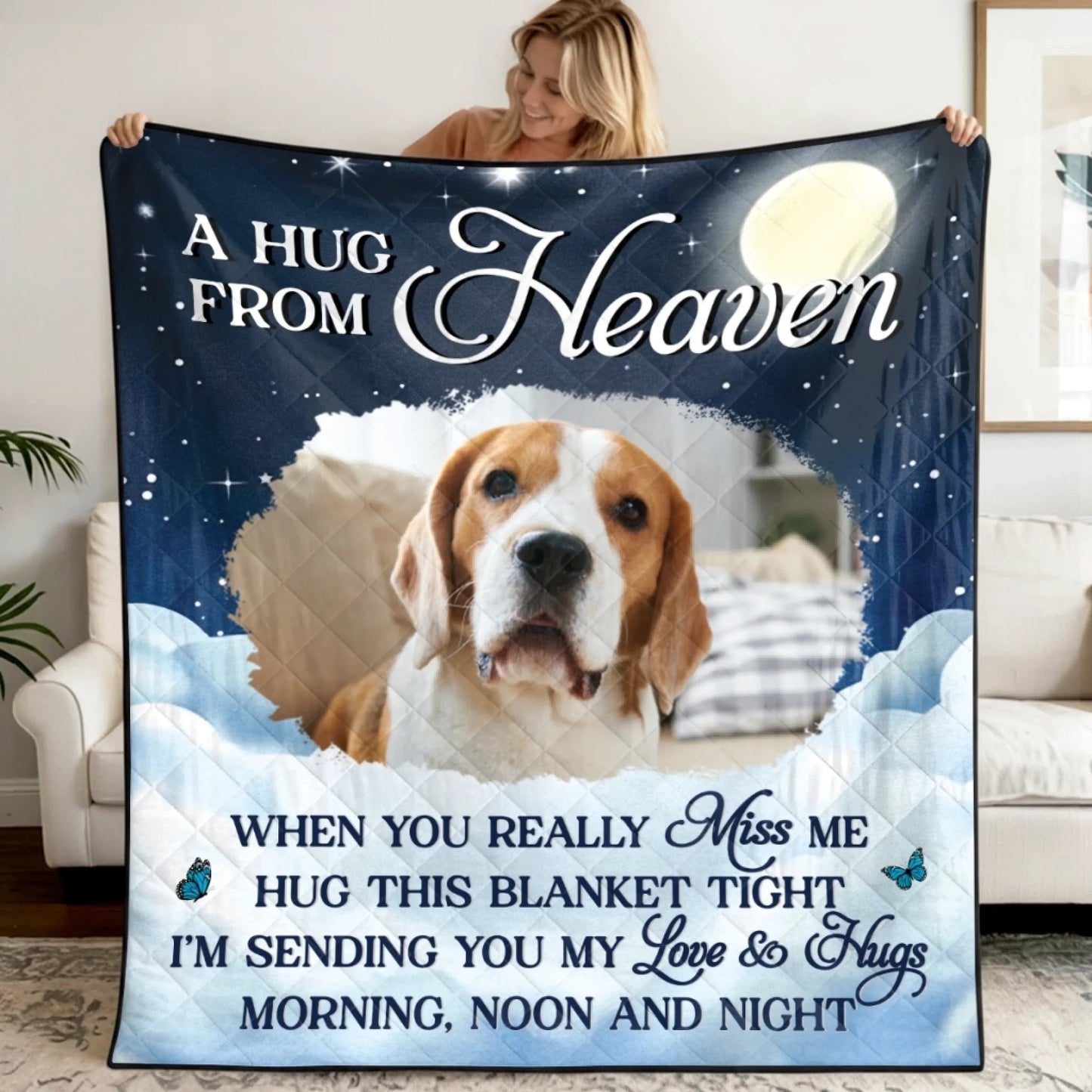 Custom Photo Quilt Blanket - Personalized Pet Memorial Sympathy Gifts For Dogs, Cats - Pawprints That Never Fade