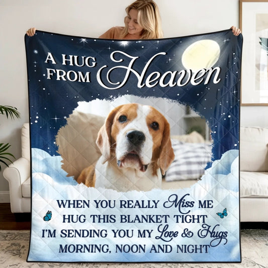 Custom Photo Quilt Blanket - Personalized Pet Memorial Sympathy Gifts For Dogs, Cats - Pawprints That Never Fade