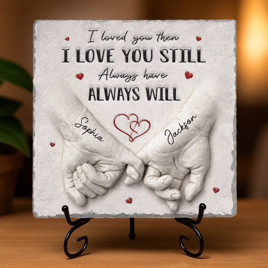 Custom Square Shaped Stone With Stand - Personalized Anniversary Wedding Gifts For Husband And Wife, Him And Her - You Are My Safe Place