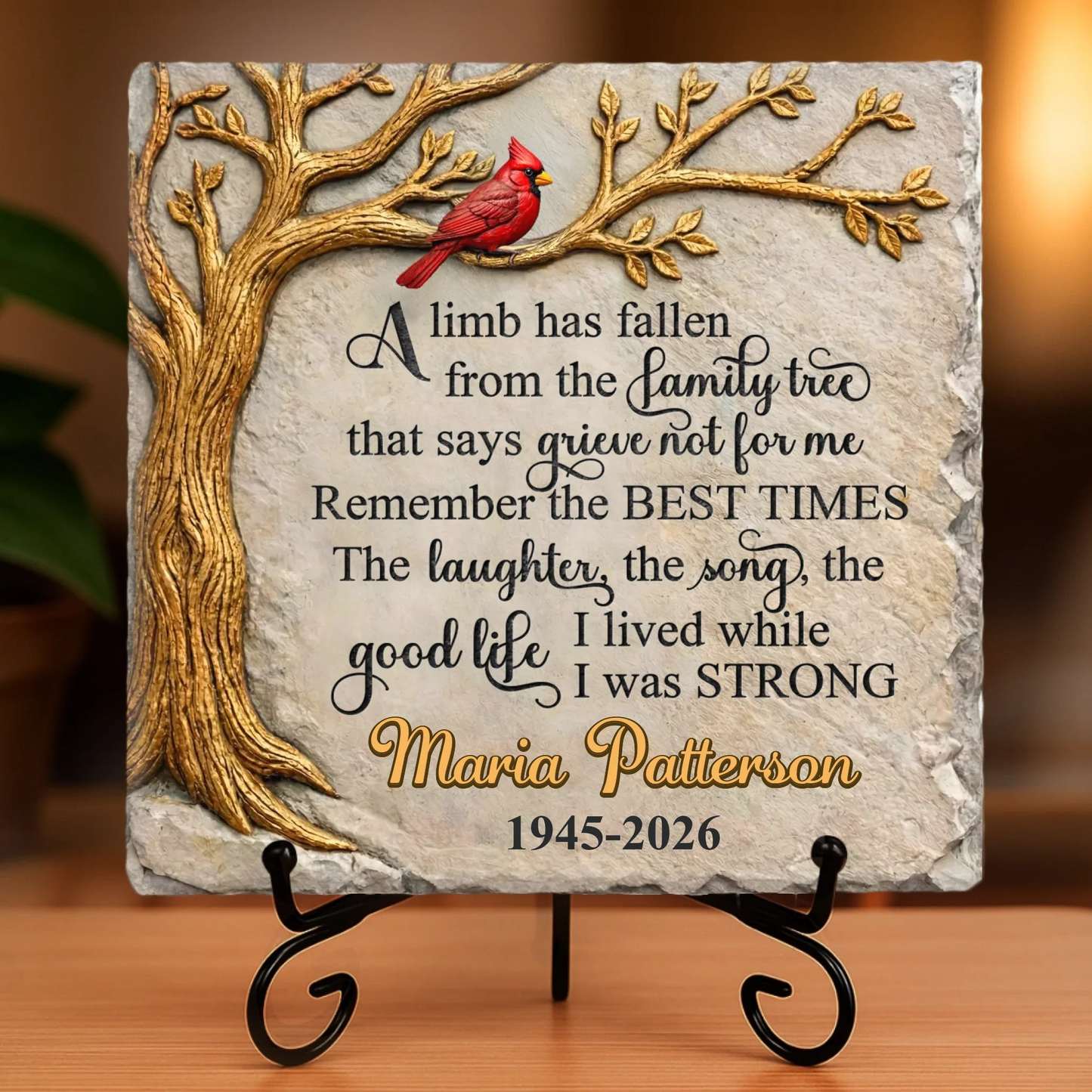 Custom Square Shaped Stone With Stand - Personalized Memorial Sympathy Gifts For Loss Of Mom, Dad - Memories Never Fade