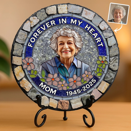 Custom Photo Round Shaped Stone With Stand - Personalized Memorial Sympathy Gifts For Loss Of Mom, Dad - I'm Always With You