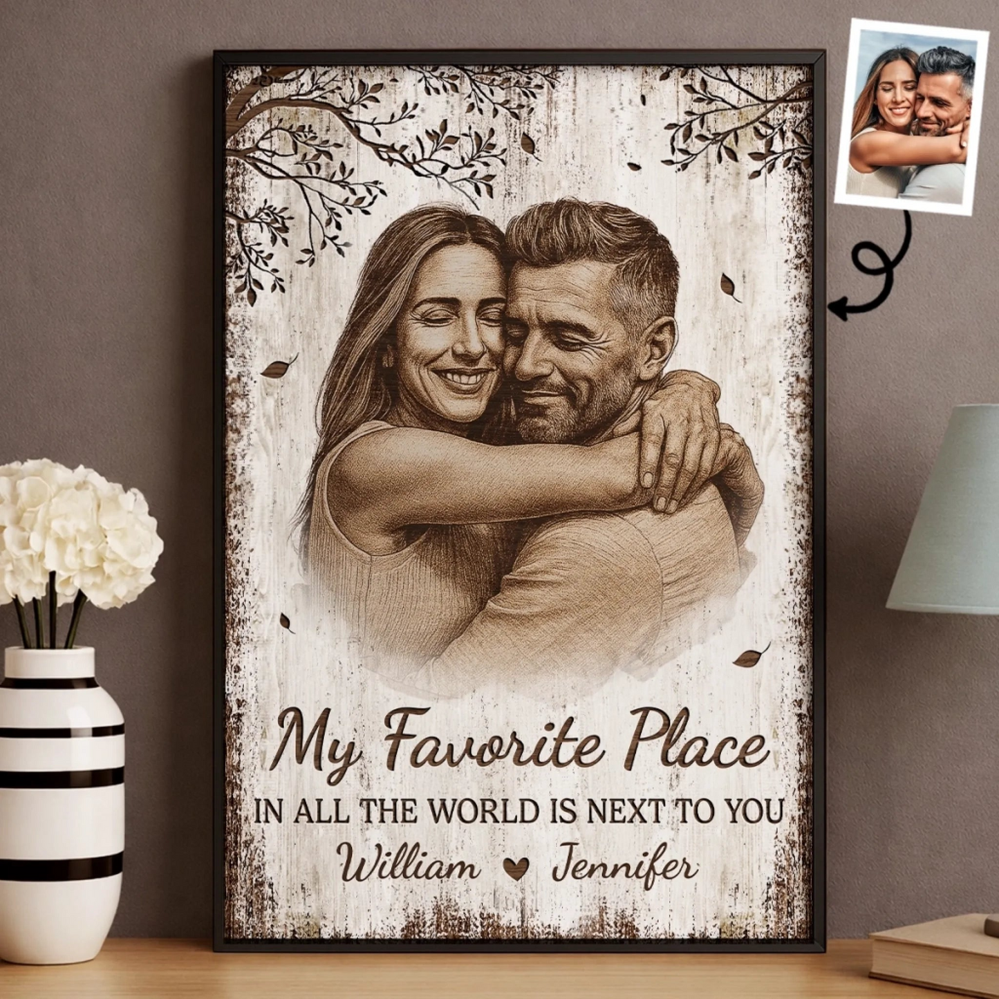 Custom Photo Vertical Poster - Personalized Anniversary Wedding Gifts For Husband And Wife, Him And Her - You Make My Days Lighter