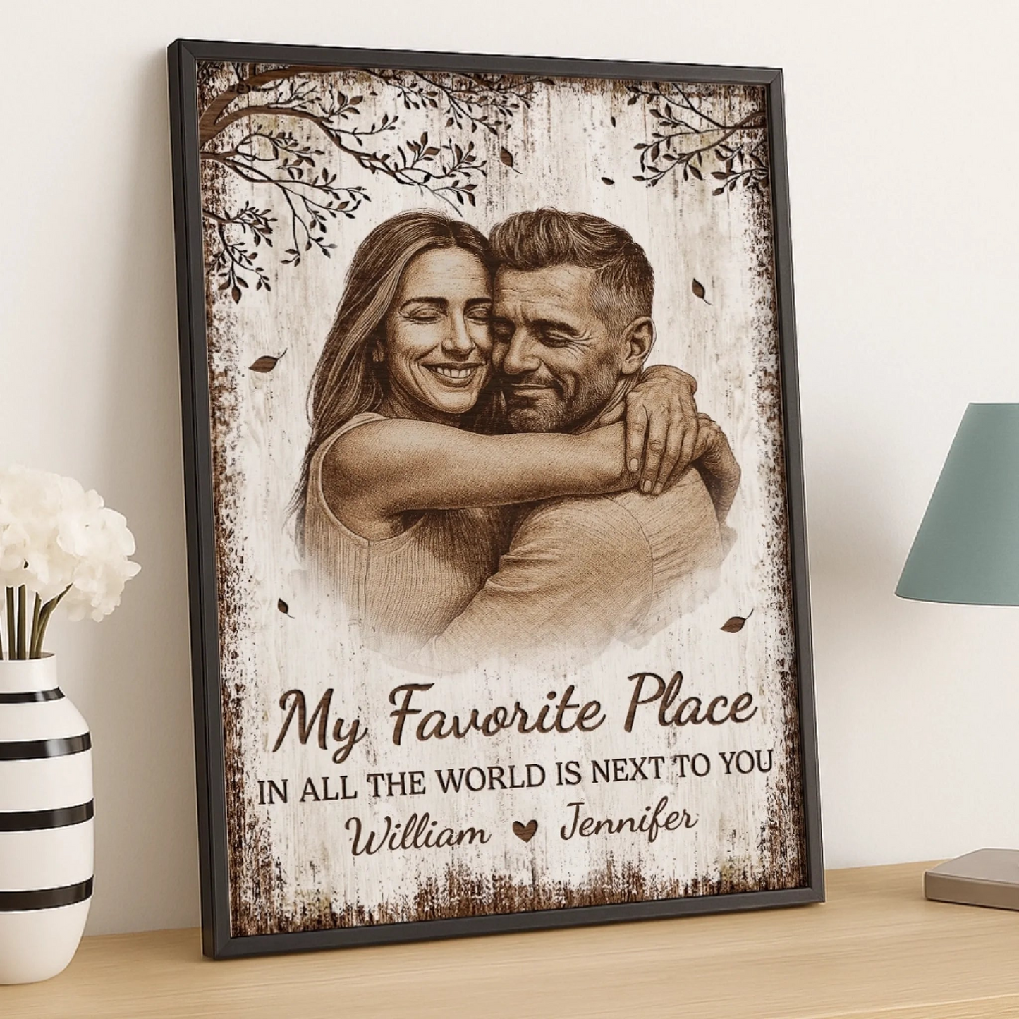 Custom Photo Vertical Poster - Personalized Anniversary Wedding Gifts For Husband And Wife, Him And Her - You Make My Days Lighter