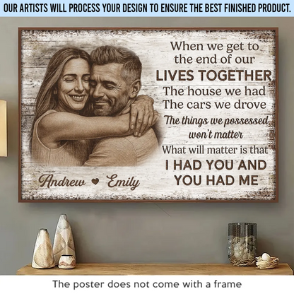 Custom Photo Horizontal Poster - Personalized Anniversary Wedding Gifts For Husband And Wife, Him And Her - Together We Feel Safe