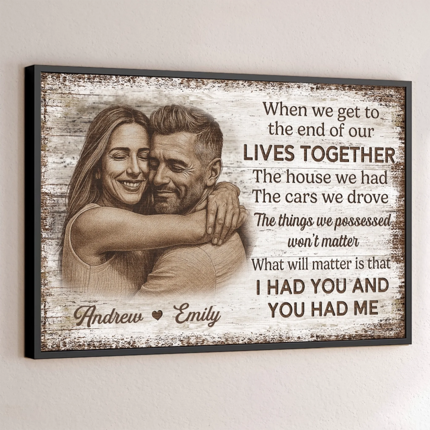 Custom Photo Horizontal Poster - Personalized Anniversary Wedding Gifts For Husband And Wife, Him And Her - Together We Feel Safe