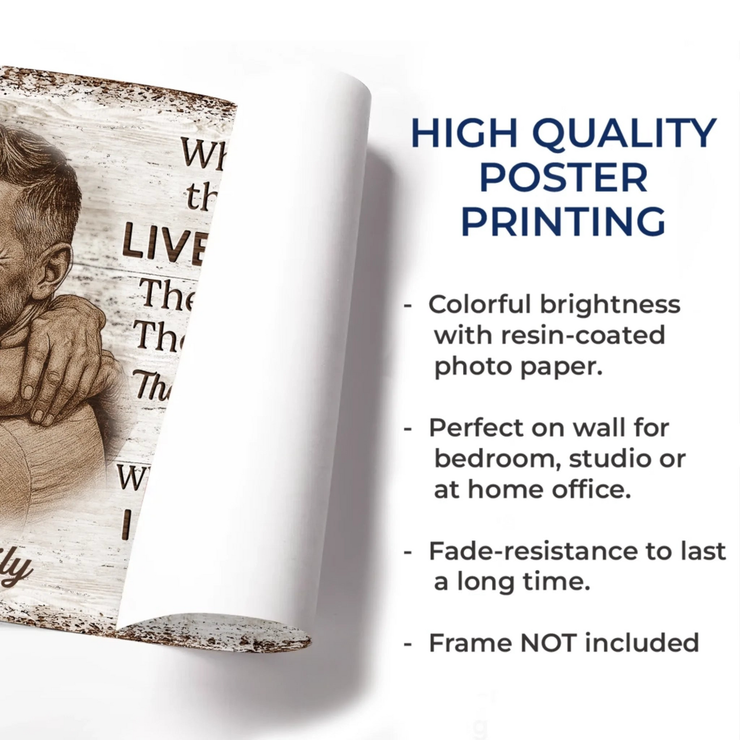 Custom Photo Horizontal Poster - Personalized Anniversary Wedding Gifts For Husband And Wife, Him And Her - Together We Feel Safe