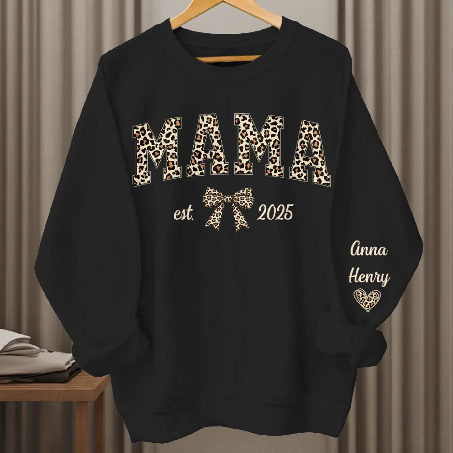 Custom Unisex Sweatshirt With Design On Sleeve - Personalized Mother's Day Gifts For Mom, Grandma - Born To Be Mama