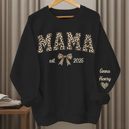 Custom Unisex Sweatshirt With Design On Sleeve - Personalized Mother's Day Gifts For Mom, Grandma - Born To Be Mama