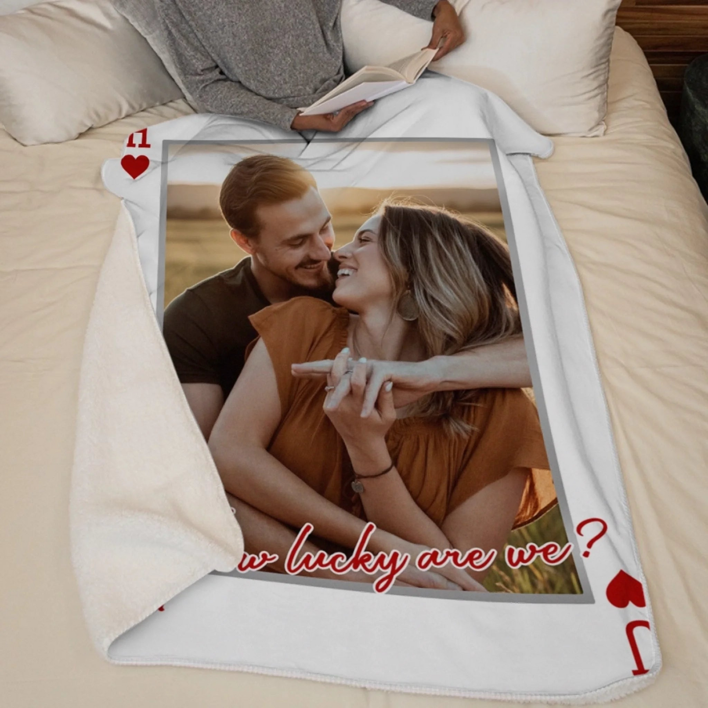 Custom Photo Blanket - Personalized Anniversary Wedding Gifts For Husband And Wife, Him And Her - Lucky Looks Good On Us