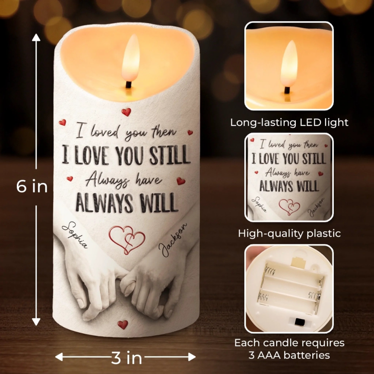 Custom LED Candle - Personalized Anniversary Wedding Gifts For Husband And Wife, Him And Her - Love Feels Safe With You