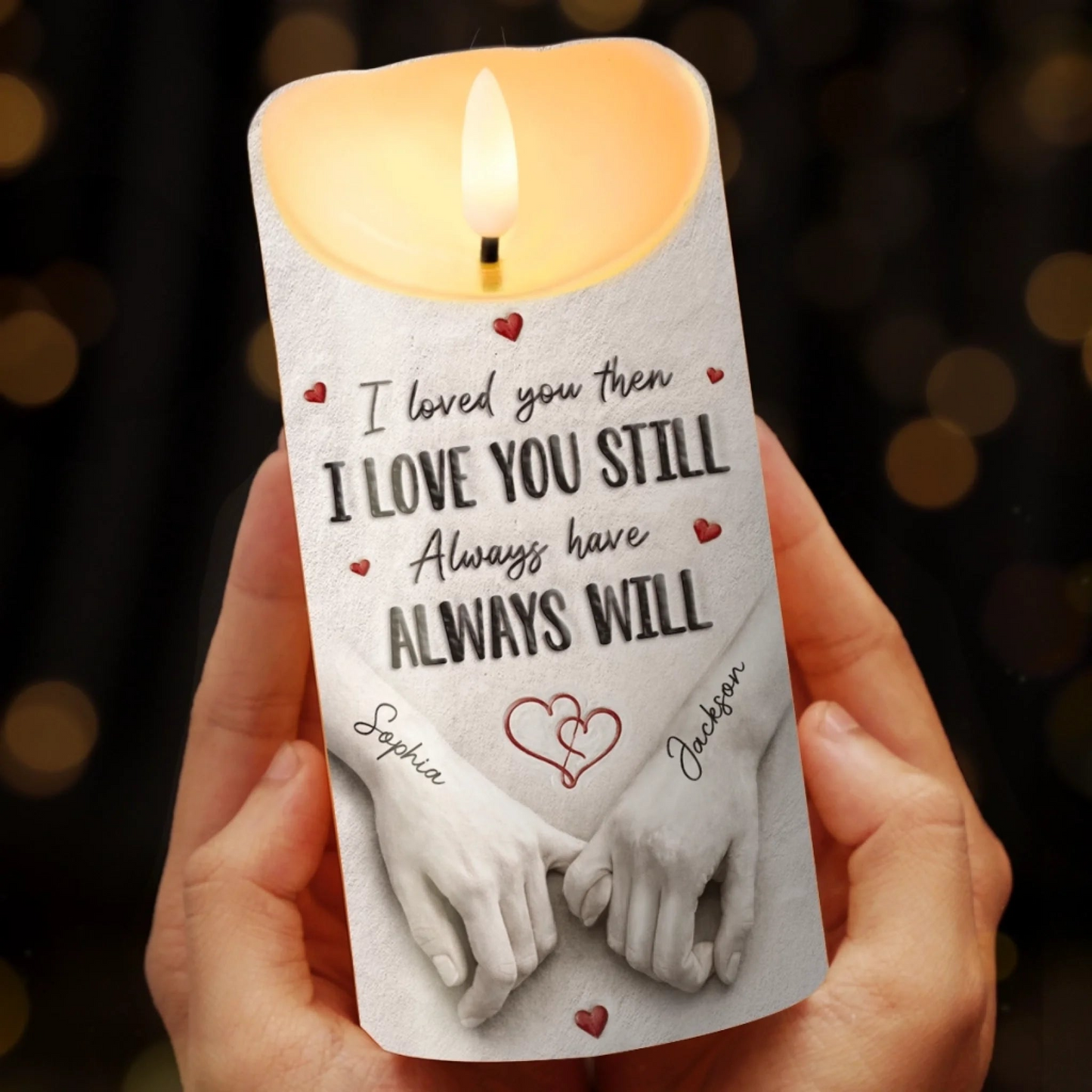 Custom LED Candle - Personalized Anniversary Wedding Gifts For Husband And Wife, Him And Her - Love Feels Safe With You