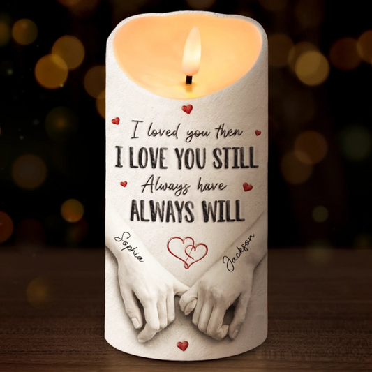 Custom LED Candle - Personalized Anniversary Wedding Gifts For Husband And Wife, Him And Her - Love Feels Safe With You