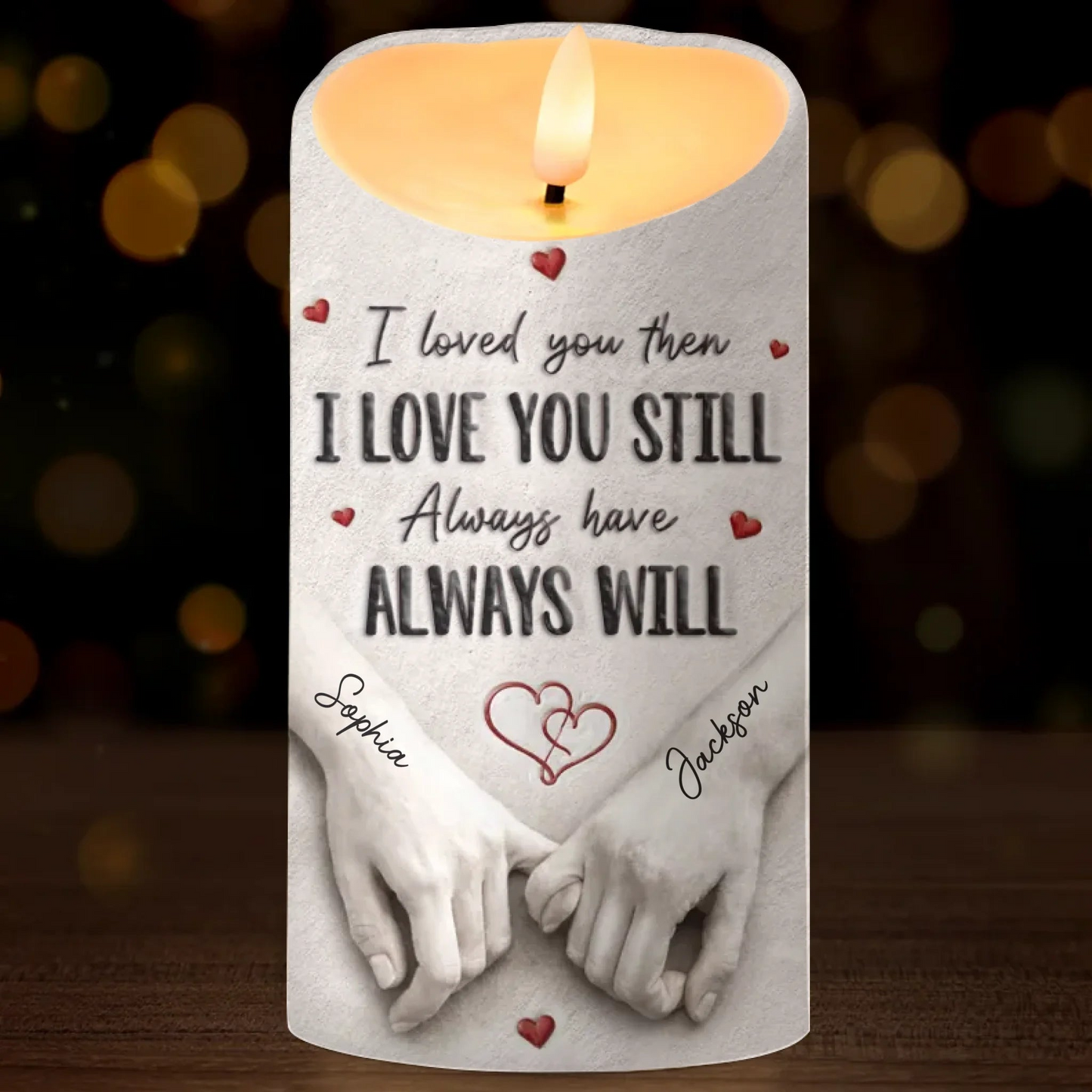 Custom LED Candle - Personalized Anniversary Wedding Gifts For Husband And Wife, Him And Her - Love Feels Safe With You