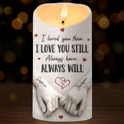Custom LED Candle - Personalized Anniversary Wedding Gifts For Husband And Wife, Him And Her - Love Feels Safe With You