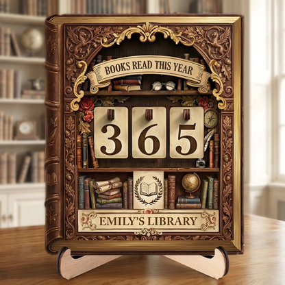 Custom Wooden Tracker Sign - Personalized Bookish Gifts For Book Lovers, Bookworms, Readers - Living Life One Book At A Time