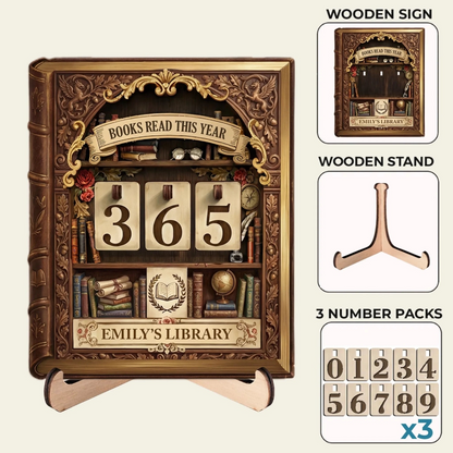 Custom Wooden Tracker Sign - Personalized Bookish Gifts For Book Lovers, Bookworms, Readers - Living Life One Book At A Time