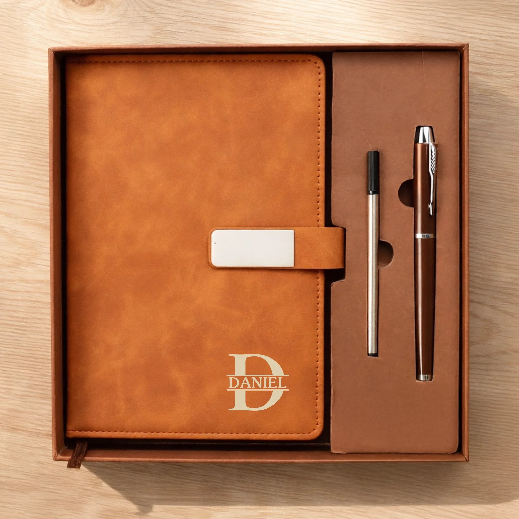 Custom Leather Notebook Set - Personalized Anniversary Wedding Gifts F ...