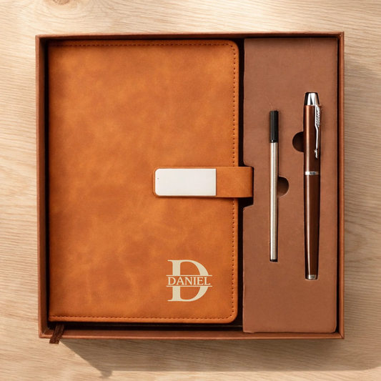 Custom Leather Notebook Set - Personalized Anniversary Wedding Gifts For Husband And Wife, Him And Her - You Make Life Kinder