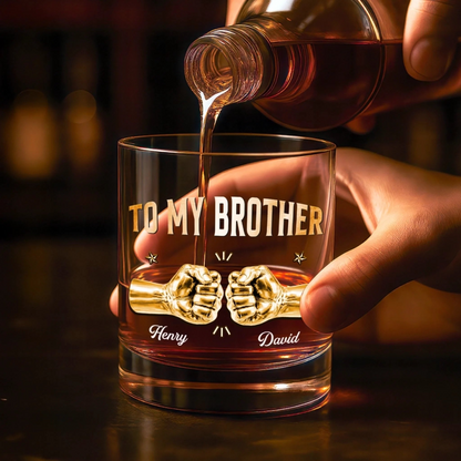 Custom Whiskey Glass - Personalized Birthday Gifts For Brother - Brothers Built By Shared Memories